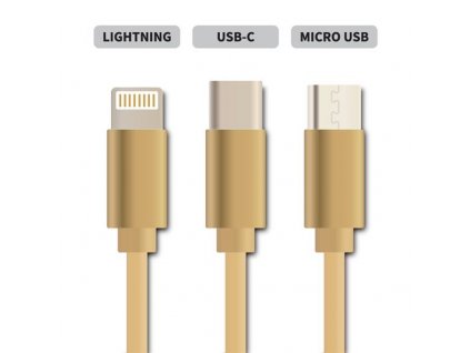 Kabel Geti GCU 05 USB 3v1 zlatý samonavíjecí (06423912)