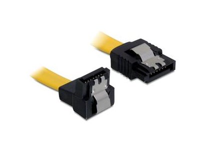 DeLock Kabel SATA III 30cm, přímý / dolů, žlutý, kovová západka