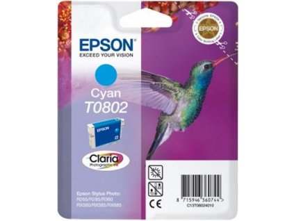 Epson T0802 Cyan CLARIA 7,4ml pro Stylus Photo PX650,PX700W,PX710W,PX800FW,PX810FW,R265,R285,R360,RX585,RX68 - originální (C13T08024011)