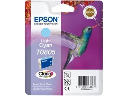 Epson T0805 Light Cyan CLARIA 7,4ml pro Stylus Photo PX650,PX700W,PX710W,PX800FW,PX810FW,R265,R285,R360,RX585,RX68 - originální (C13T08054011)