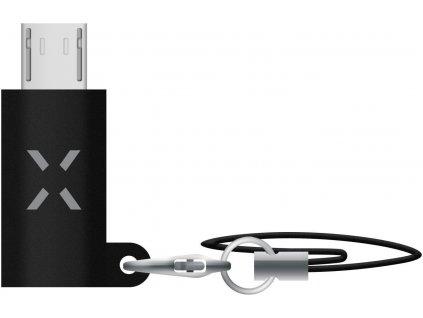 Redukce FIXED Link pro nabíjení a datový přenos z USB-C na microUSB, černá