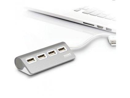 PORT CONNECT USB HUB, 4x USB 3.0, šedý