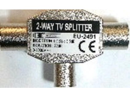KABEL TV antenní slučovač-rozbočovač IEC 75 Ohm 1xF-2xM (ktcf-mm)