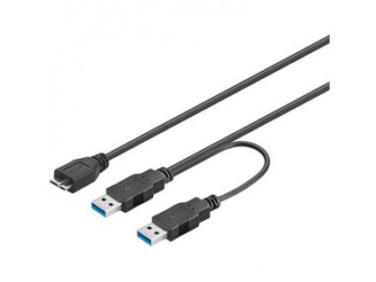 PremiumCord USB 3.0 napájecí Y kabel A/M + A/M -- Micro B/M
