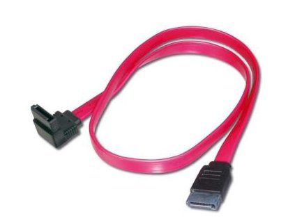Datový kabel SATA 0,5m 1x 90°+1x rovný konektor
