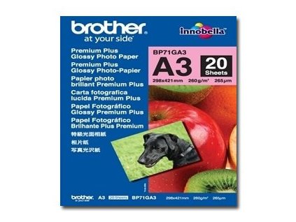 Brother fotopapír A3 lesklý, 20 listů, 260g (BP71GA3)