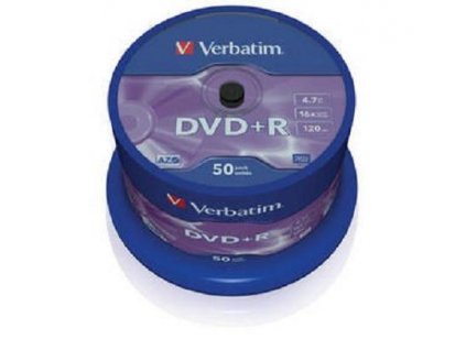 Verbatim DVD+R 4,7GB 16x Matt Silver spindl 50 ks