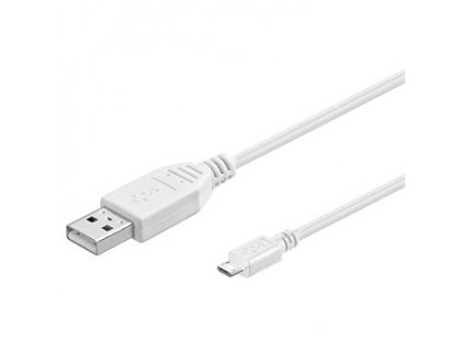 PremiumCord Kabel microUSB 1m, bílý