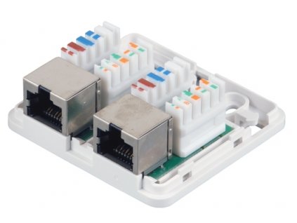 SOLARIX zásuvka, CAT5E, STP, 2 x RJ45, na omítku, bílá