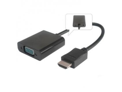 Převodník HDMI na VGA se zvukem 3,5mm stereo jack - černý (khcon-19)