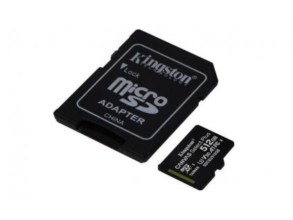 Kingston microSDXC 512GB Canvas Select Plus, UHS-I, U3, V30, čtení 100 MB/s, zápis 85MB/s) + SD adaptér (SDCS2/512GB)