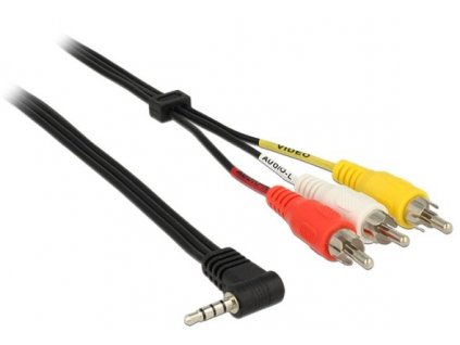 Delock Cable Stereo jack 3.5mm 4 pin male angled > 3 x RCA male 1,5m