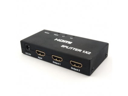 HDMI splitter 1-2 portů kovový s napájecím adaptérem, 3D, FULL HD (khsplit2b)