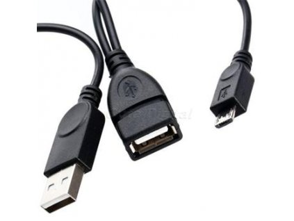 USB redukce kabel USB A/female+USB A/male - microUSB/male OTG (kur-21)