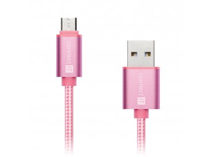 Connect IT Wirez Premium Metallic micro USB, datový kabel, růžovo zlatý, 1 m