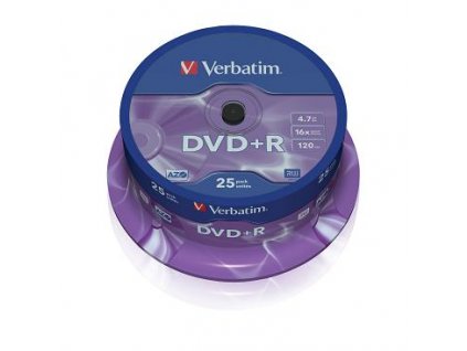 Verbatim DVD+R 4,7GB 16x Matt Silver cake 25 ks (43500)