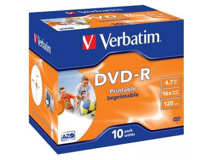 Verbatim DVD-R 4,7GB 16x Printable Jewel (10-pack)