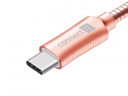 Connect IT Wirez Steel Knight USB-C - USB kabel, rose-gold, 1 m