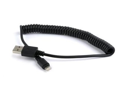 USB A Male/Lightning Male, 1,5m, černý, kroucený