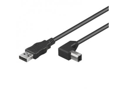 PremiumCord Kabel USB 2.0, A-B, 2m se zahnutým USB-B konektorem 90° (ku2ab2-90)