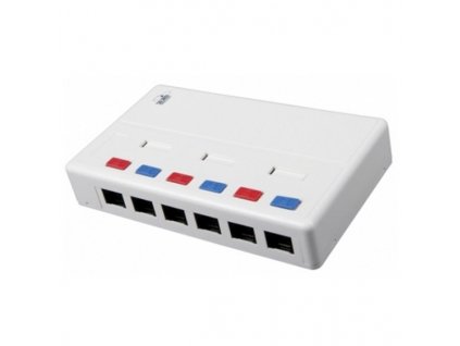 SOLARIX víceportový box, CAT5E, UTP, 6 x RJ45, bílý