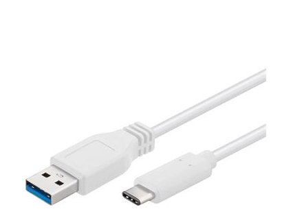 Kabel USB-C/male - USB 3.0 A/male, bílý, 0,5m (ku31ca05w)