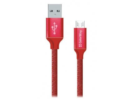ColorWay USB - microUSB kabel 1m 2.1A, červená (CW-CBUM002-RD)