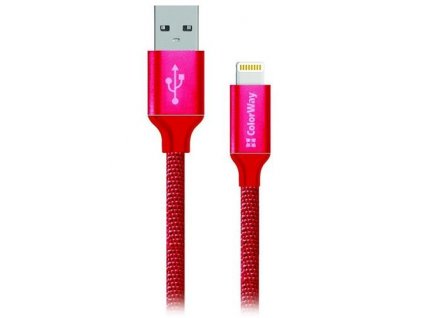 ColorWay USB 2.0 - Lightning kabel 1m 2.1A, červená (CW-CBUL004-RD)