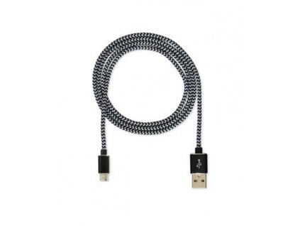 CUBE1 nylon datový kabel USB > microUSB, 2m, Black