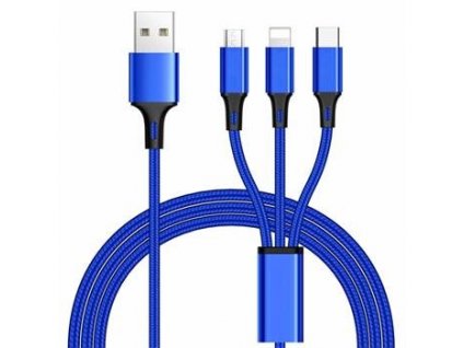 3 in 1 USB kabel, 3 konektory USB-C + microUSB + Lightning pro Apple, 1.2m (ku31pow01)