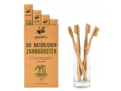 Pandoo Bambusový kartáček Medium Soft sada 4 ks
