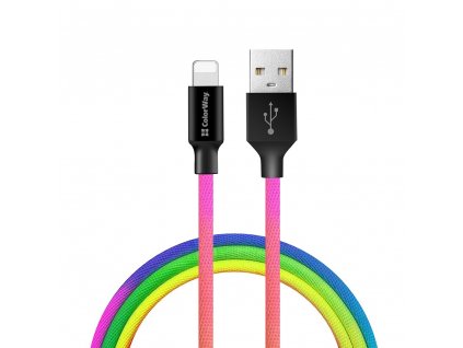 ColorWay USB 2.0 - Lightning kabel 1m 2.4A, vícebarevný (CW-CBUL016-MC)