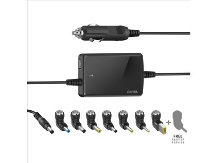 Hama univerzální napájecí adaptér pro notebook do auta, 15-19 V, 70 W, slim