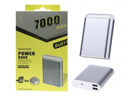 Aligator Power Bank PLUS, 7000mAh, se svítilnou, 2x USB výstup, (BU011), silver
