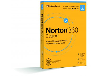 NORTON 360 DELUXE 25GB CZ 1uživatel, pro 3 zařízení, na 12 měsíců, box