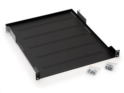 TRITON Police s perforací 19", 1U/650mm, nosnost 40kg, černá