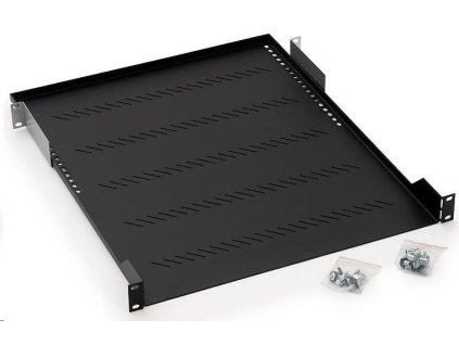 TRITON Police s perforací 19", 1U/350mm, nosnost 40kg, šedá