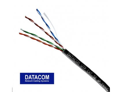 DATACOM UTP drát CAT5E PE,Fca 305m box černý OUTDOOR (1103)