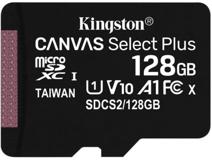 KINGSTON microSDXC 128GB Canvas Select Plus A1 C10 bez adaptéru
