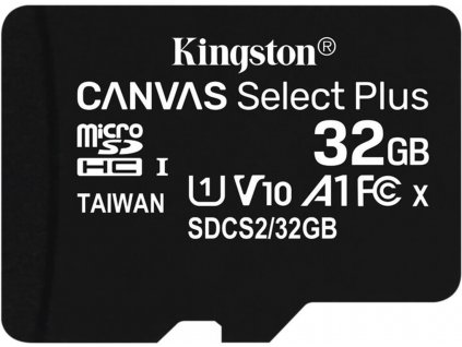 Kingston microSDHC 32GB Canvas Select Plus A1 C10 Card (rychlost až 100 MB/s) bez adaptéru
