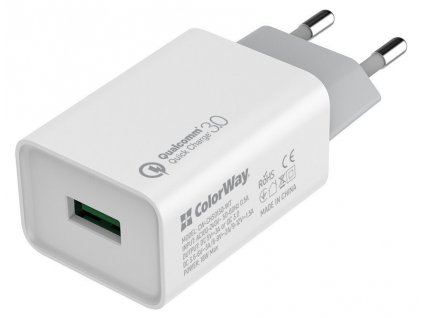 ColorWay AC nabíječka 1xUSB QC3.0 18W, bílá