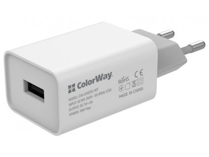 ColorWay AC nabíječka 1xUSB 10W, bílá (CW-CHS012-WT)