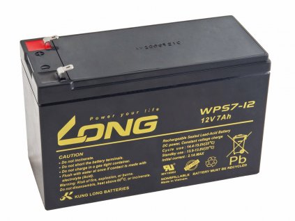 Long 12V 7Ah olověný akumulátor F1 (WPS7-12) (PBLO-12V007-F1A)