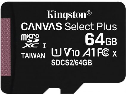 KINGSTON microSDXC 64GB Canvas Select Plus A1 C10 Card (rychlost až 100 MB/s) bez adaptéru