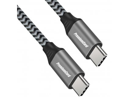Kabel USB-C M/M, 100W 20V/5A 480MB/s bavlněný oplet, 1m (ku31cw1)