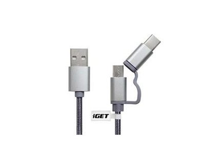 Promo iGET MicroUSB + USB-C prodloužený 2v1 kabel (G2V1)