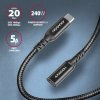 AXAGON BUCM32-CF10AB prodlužovací kabel USB-C (M) <-> USB-C (F), 1m, USB 20Gbps, PD 240W, ALU, oplet (BUCM32-CF10AB)