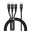 Baseus Rapid Series nabíjecí/datový kabel 3v1 USB-C/ (microUSB + Lightning  PD 20W + USB-C) 1.5m černá (CAMLT-SC01)