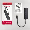 AXAGON HUE-C1A, 4x USB 5Gbps TRAVEL hub, USB-C napájecí konektor, kabel USB-A 19cm (HUE-C1A)