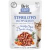 Brit Care Cat Sterilized. Fillets in Jelly with Hearty Duck & Tender Turkey 85g kapsičky pro kočky (8595602540549)